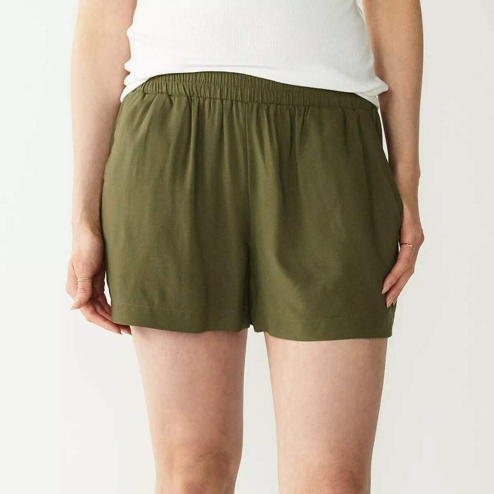 NEW Apt‎ 9 Green XXL Chambray Pull On Shorts Flowy Pockets Boho